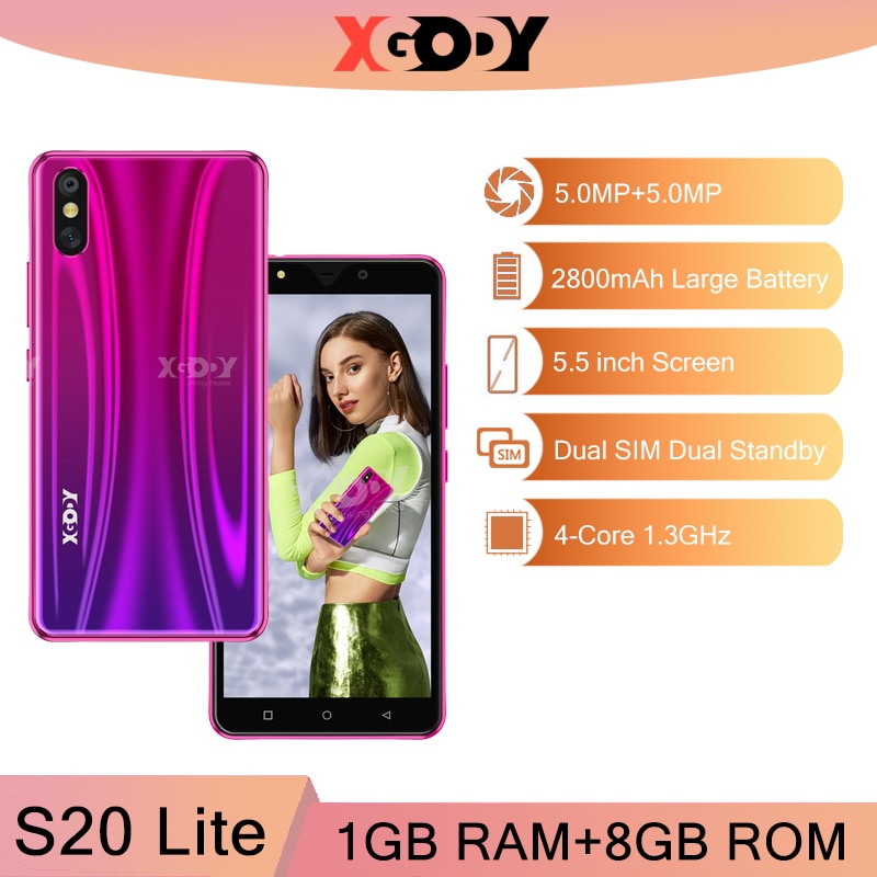 XGODY S20 Lite 3G Smartphone 1G 8G Android Unlock Mobile Phones 5MP Camera GPS WiFi Cellphone Quad Core 5.5 inch Dual SIM 2020