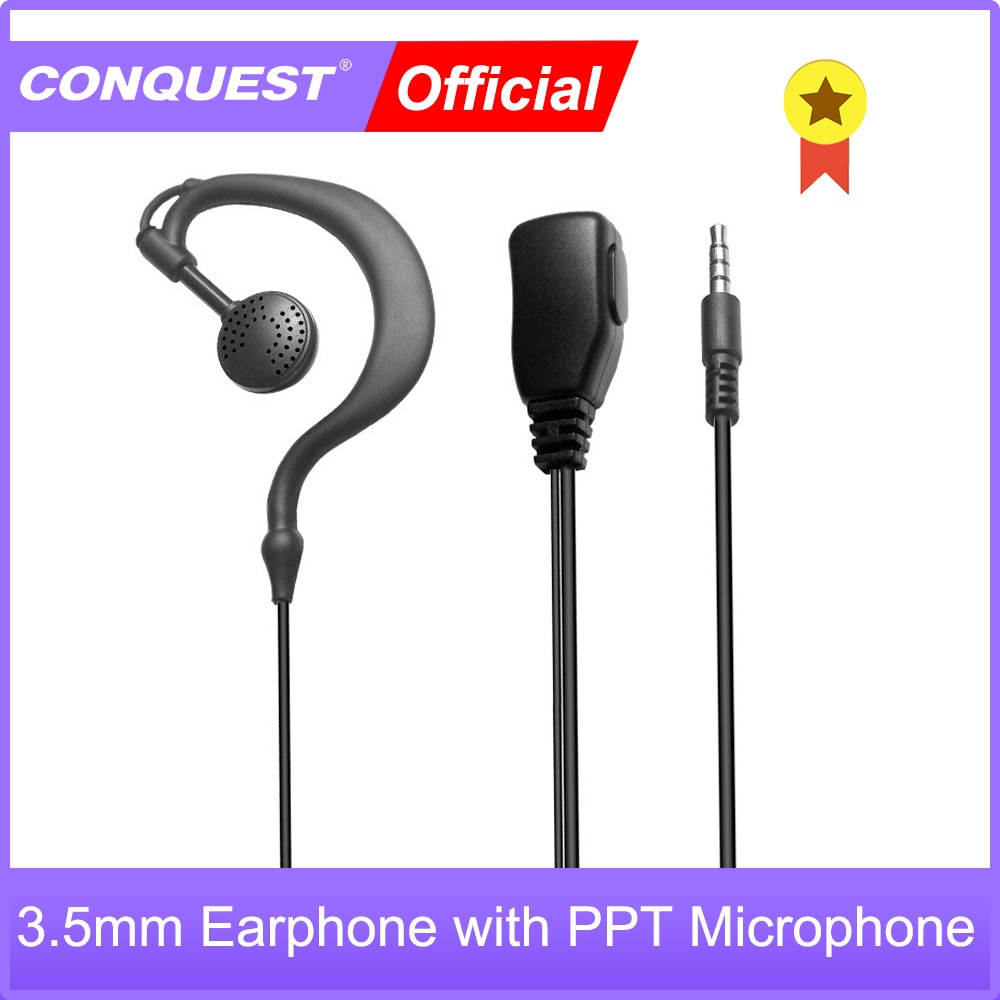 CONQUEST Original High Quality 3.5mm Earphone with PPT Microphone Series Rugged Smartphone