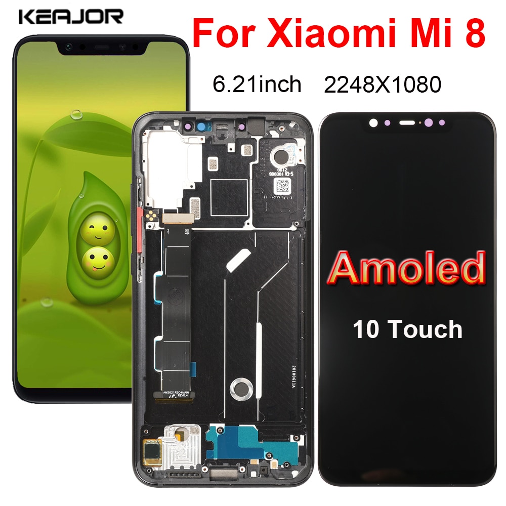 Amoled Screen For Xiaomi Mi 8 Mi8 LCD Display Touch Screen Replacement Digitizer Assembly On For Xiaomi Mi 8 M1803E1A LCD Screen