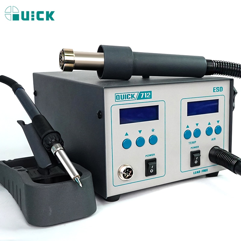 QUICK 712 2 in 1 Soldering Station Hot Air Gun Rework Station 110/220V 861DW+203H Rework Station for Soldering Repair