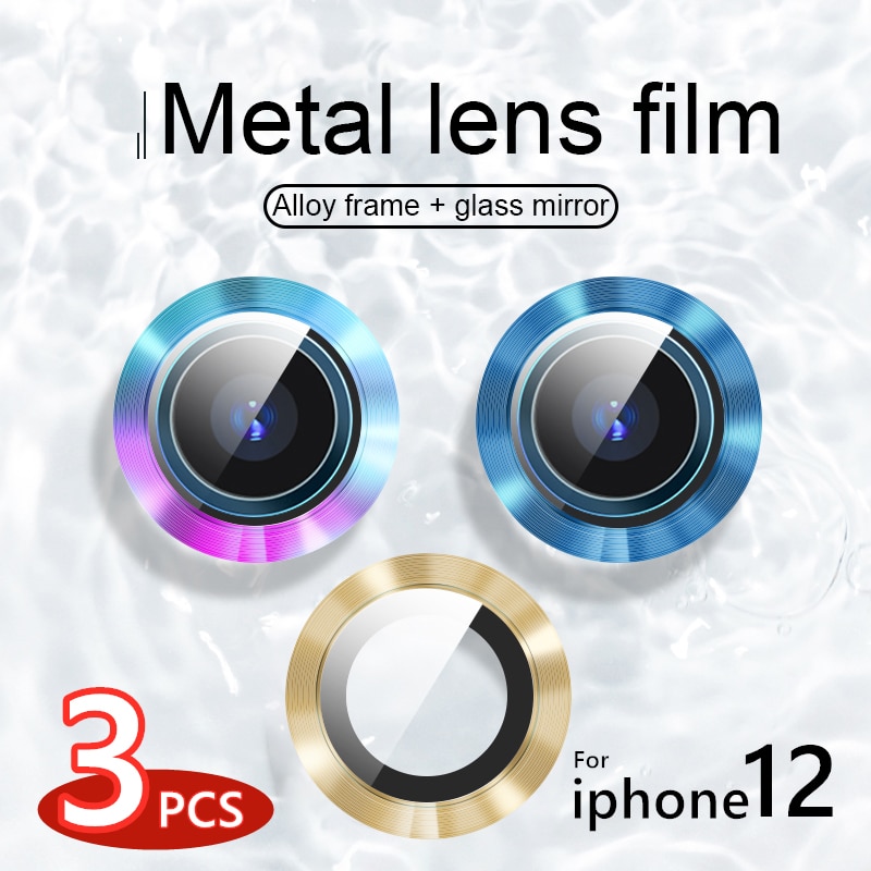 For iPhone 12 Pro Max Back metal Camera Lens Tempered Glass Film For iPhone 11 12 pro Case Protection Ring Screen Protector