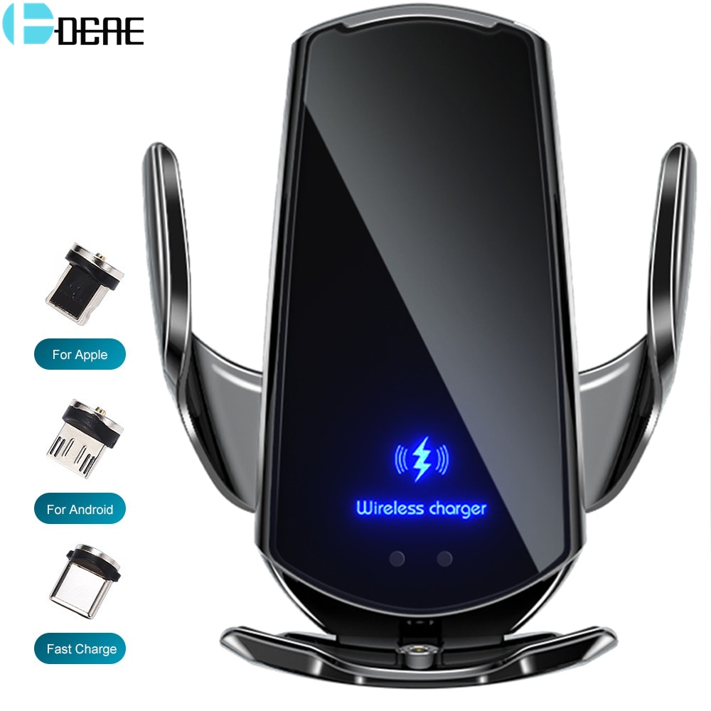 Automatic 15W Qi Car Wireless Charger for iPhone 12 11 XS XR X 8 Samsung S20 S10 Magnetic USB Infrared Sensor Phone Holder Mount