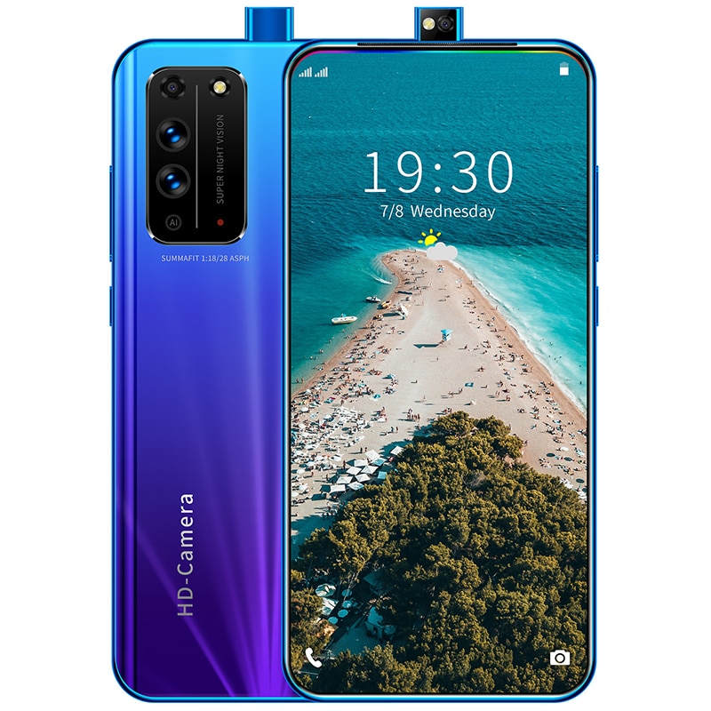 New X30 pro Lift Front Camera Smartphone 6.6 Inch Full Screen Android Phone 10 Core 5000mAh Face ID Cell Phone Snapdragon 865