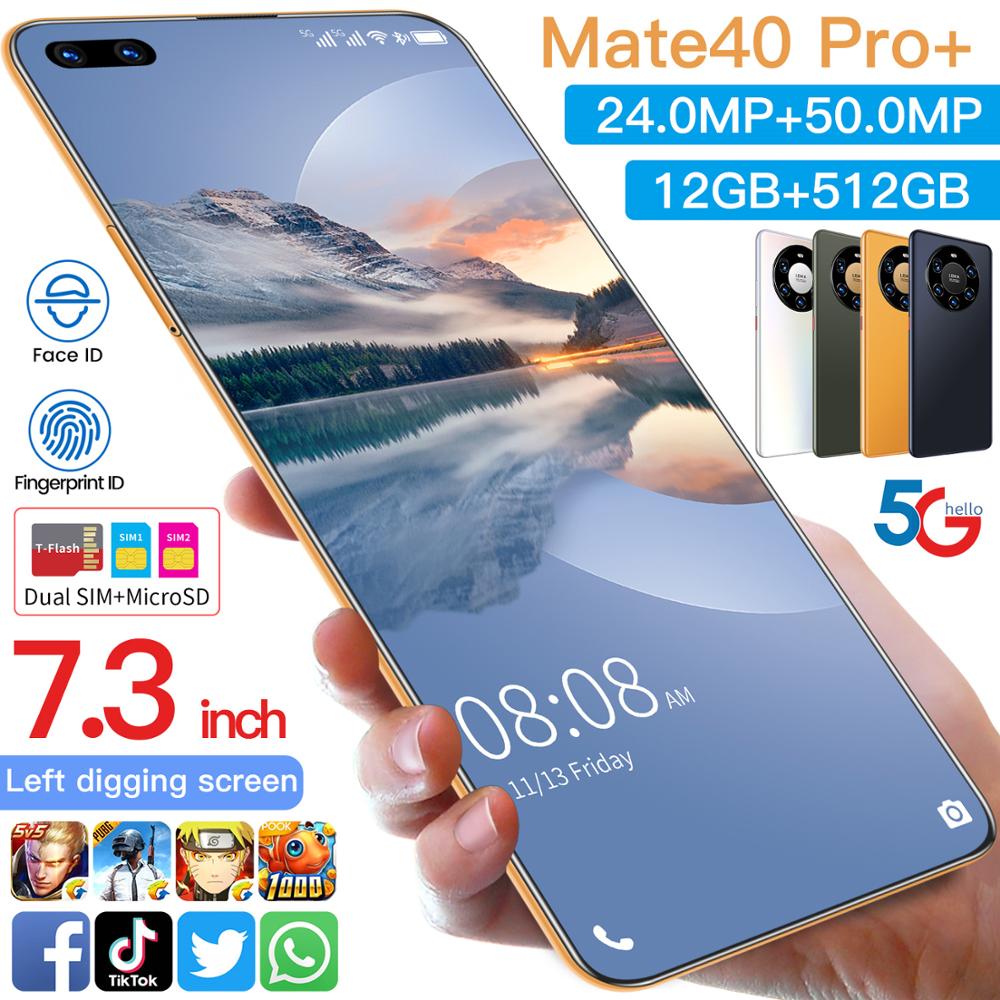 Global Version HUAWE Mate40 Pro+ Smartphone 7.3Inch Full Screen Deca Core 6000mAh 12GB 512GB 4G LTE 5G Network Mobile Phone