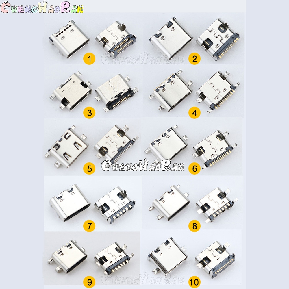 20models 2pcs Micro USB Type C Connector jack Charging Dock port Plug Type-C Socket Female jack For Xiaomi Huawei Nokia HTC etc.