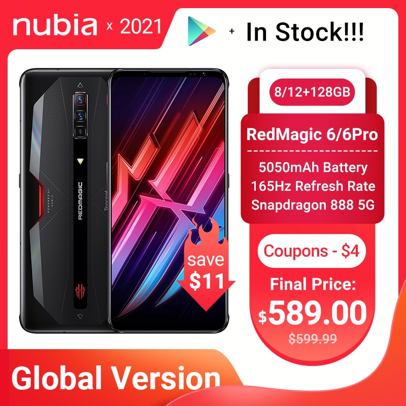 Nubia Red magic 6/6 Pro Global Version Gaming Smartphone Redmagic 5G Game Mobile Phone 165Hz AMOLED Snapdragon 888 Google Play