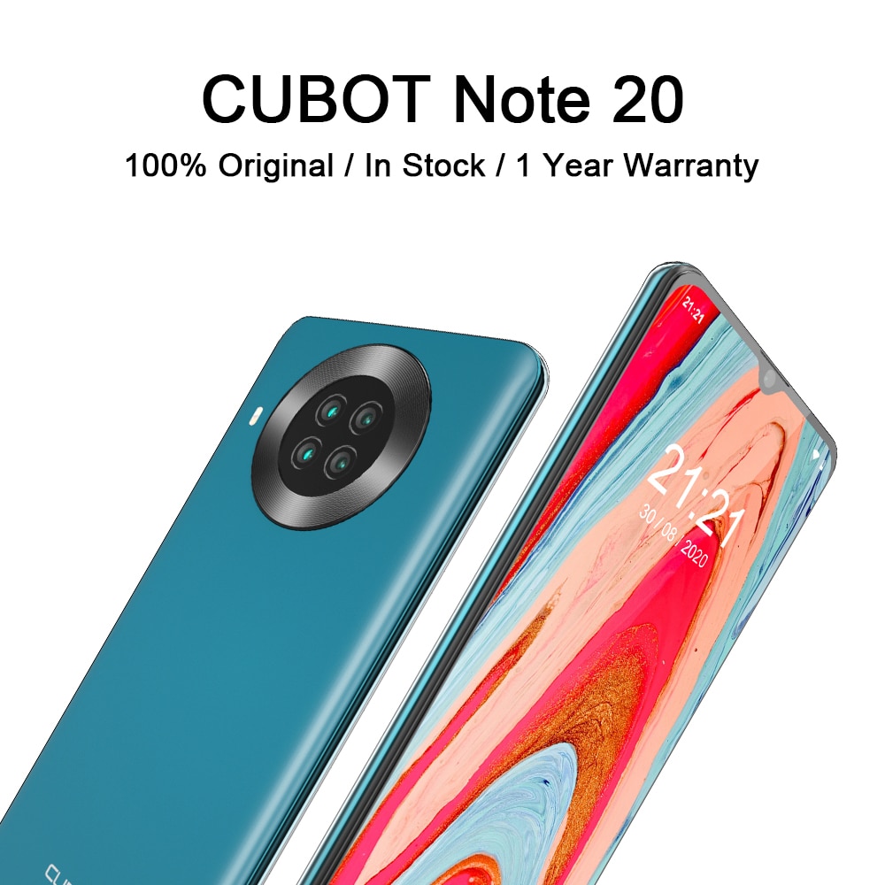 CUBOT Note 20 Mobile Phone 6.5″ HD Display 4200mAh Battery NFC Smart Phones Android 10.0 Rear Quad Camera Cellphones 64gb Rom