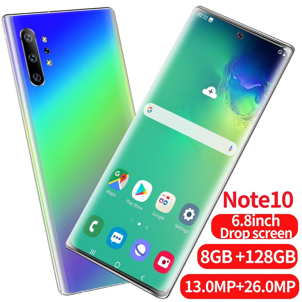 NOTE10 + 6.5 Inch Full Screen Mobile Phone 13+23MP Face ID MTK6595 Smart Phones 8GB+128GB 8GB+256GB ROM 4800mAh Battery Celular