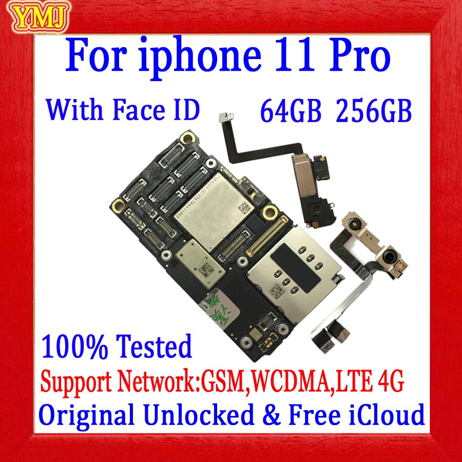 100% Original Unlocked motherboard for iphone 11 pro With/No Face ID Logic Board wiht full chips 64GB 256GB Tested Good Working