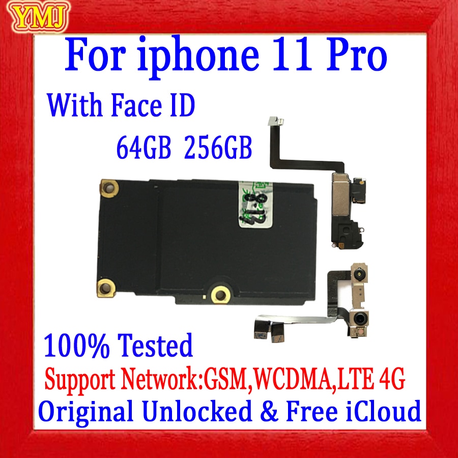 64GB/256GB For iphone 11 pro Motherboard 100% Original Unlocked With/Without Face ID Logic Board Wht full chips & Free iCloud