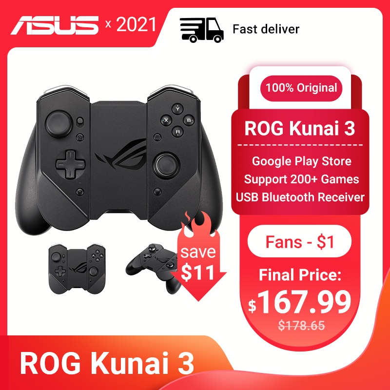 ASUS ROG Kunai 5 Gamepad Game Controller Support 200+ games on Google Play Store 2.4Ghz USB Bluetooth Receiver For ROG Phone 5