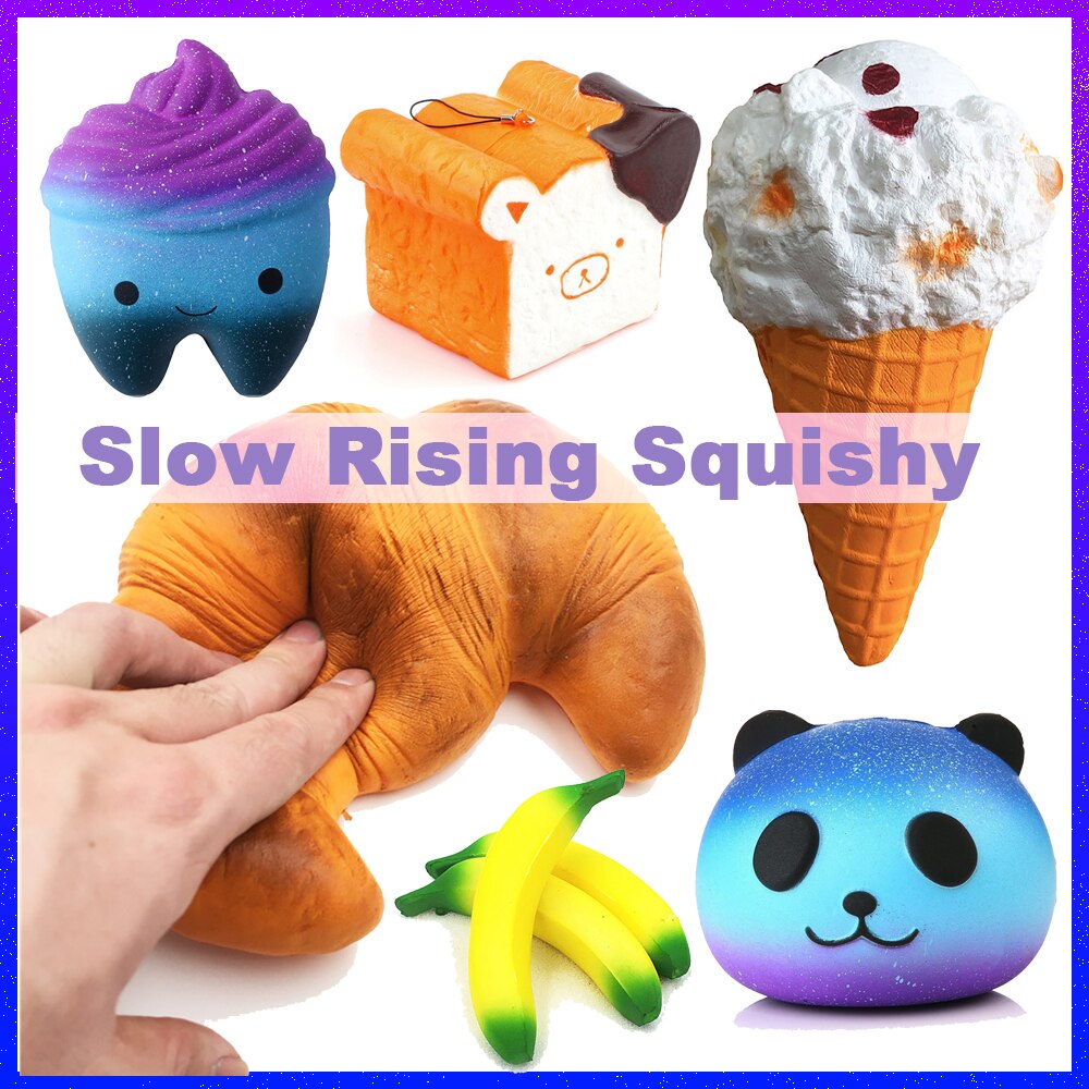 Jumbo Squishy Kawaii Ice Cream Cake Lemon Animal Panda Squishies Slow Rising Stress Relief Squeeze Toys for Kids Keychains