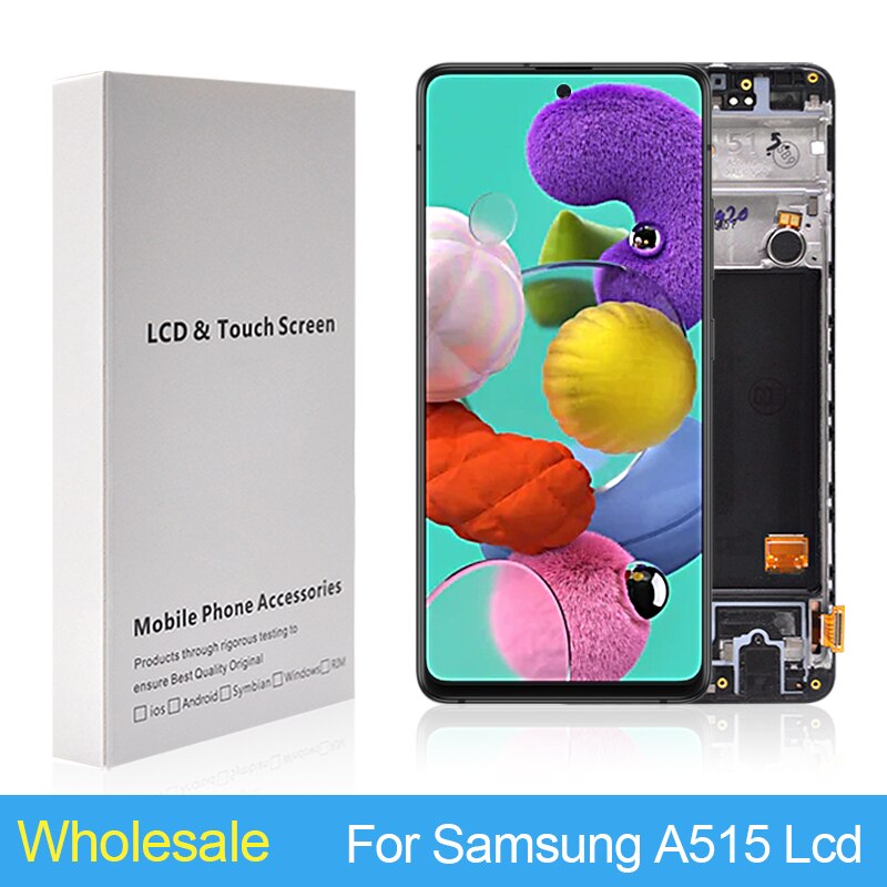 20Pcs Wholesale A515 For Samsung Galaxy A51 Lcd Touch Panel Screen Digitizer Assembly With Frame