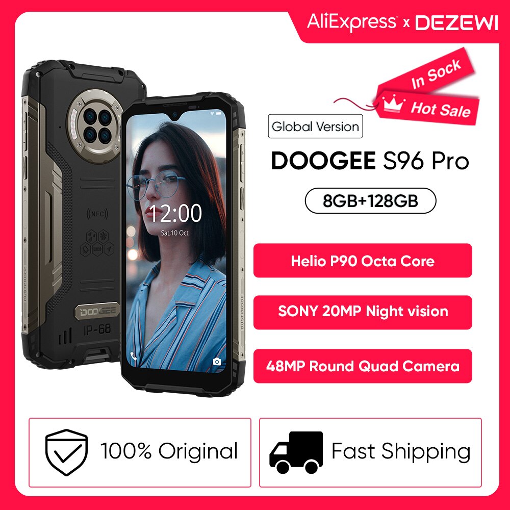 DOOGEE S96 Pro 24W Fast Charge Rugged Phone 48MP Quad Camera 20MP Infrared Night Vision Helio G90 Octa Core 128GB ROM 6350mAh