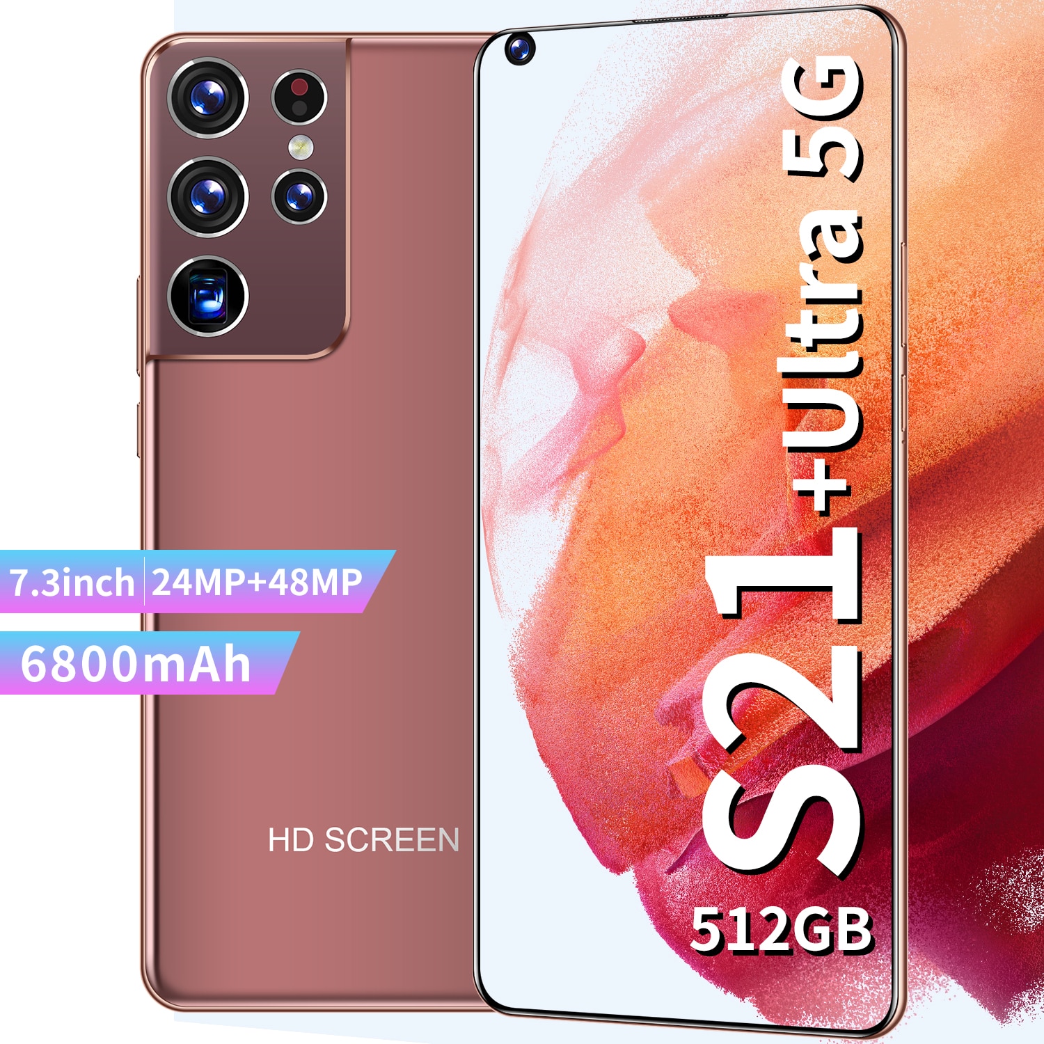 Hot Sell S21 Ultra 5G Network 256/512GB Fingerprint Unlock Andriod 10 Cell Phone Global 7.3 Inch Face ID 1440*3220 Smartphones