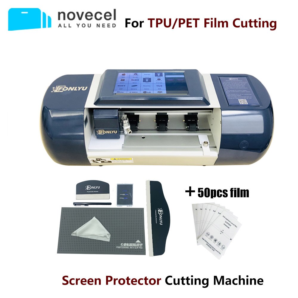 Novecel 2021 Auto Film Cutting Machine for Mobile Phone Tablet Earphone Front Back Screen Protector TPU PET Film Cut Tools