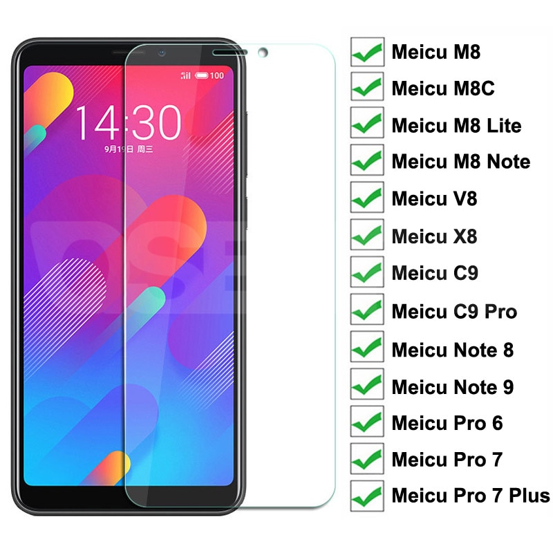 9H Protective Glass on For Meizu C9 Pro M8 Lite M8C X8 M8 Note 8 9 V8 Pro 6 7 Plus Tempered Screen Protector Glass Safety Film