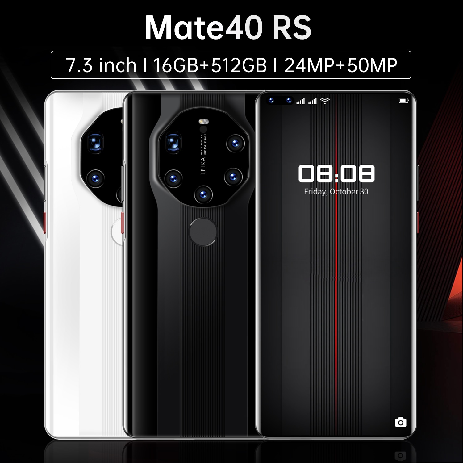 Smartphone 7.3 Inch Mate40 Rs 16GB RAM 512GB ROM 24+48MP Andriod 10 10 Core MTK6889 Dual SIM 4G LTE 5G Cell Phon