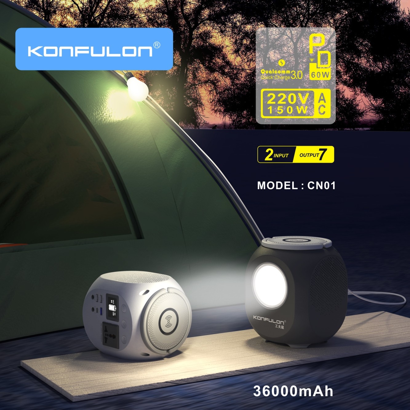 Portable Power Station For Outdoor Camping Travel Emergency Energy Power Supply150W 36000mAh Backup Lithium Rechargable Battery