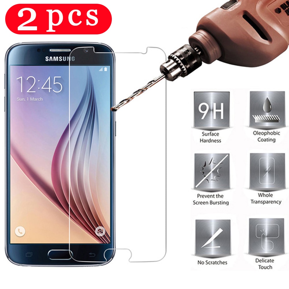 2Pcs for samsung Galaxy S5 S6 S7 edge S10 S10e S9 S8 plus tempered on glass phone screen protector protective film smartphone