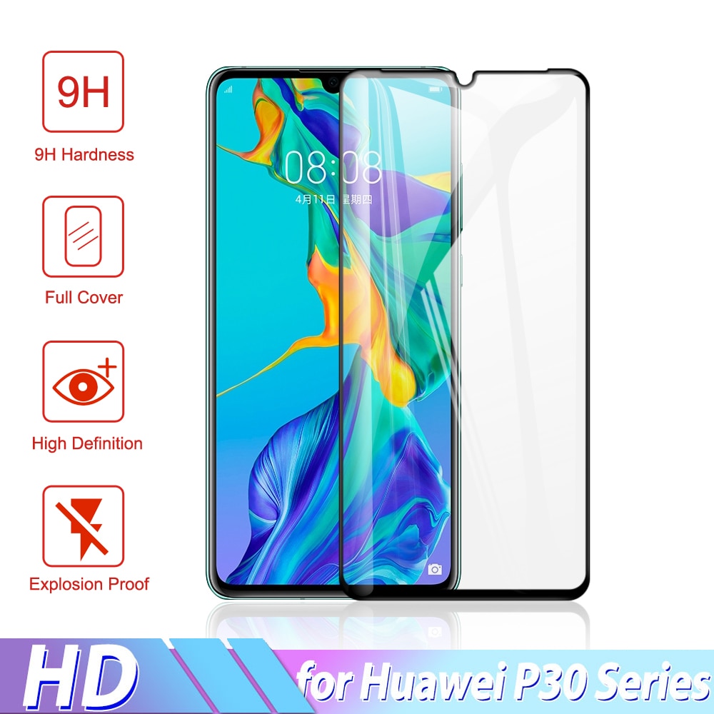 9D Curved edge Protective Glass on For Huawei P20 P30 Pro P30 P20 Lite Mate 20 30 Lite 30 20 Pro 20X Screen Tempered Glass Film