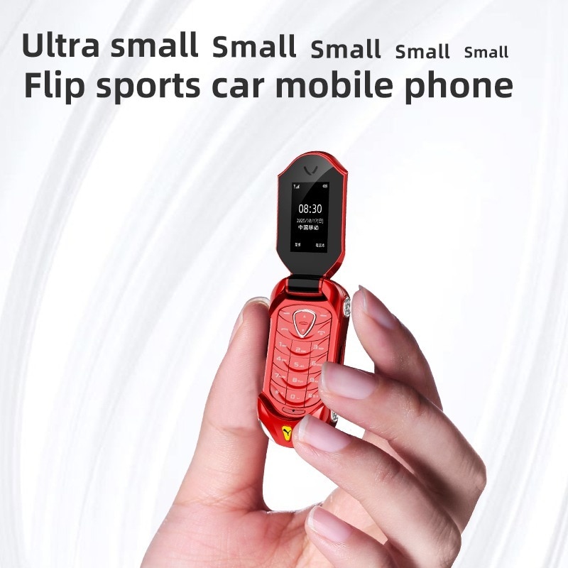 Ulcool F18 Fashion Small Mobile Phone Companion Dialer Mini Car Model Flip Model Flip Cellphone gift for Children Student