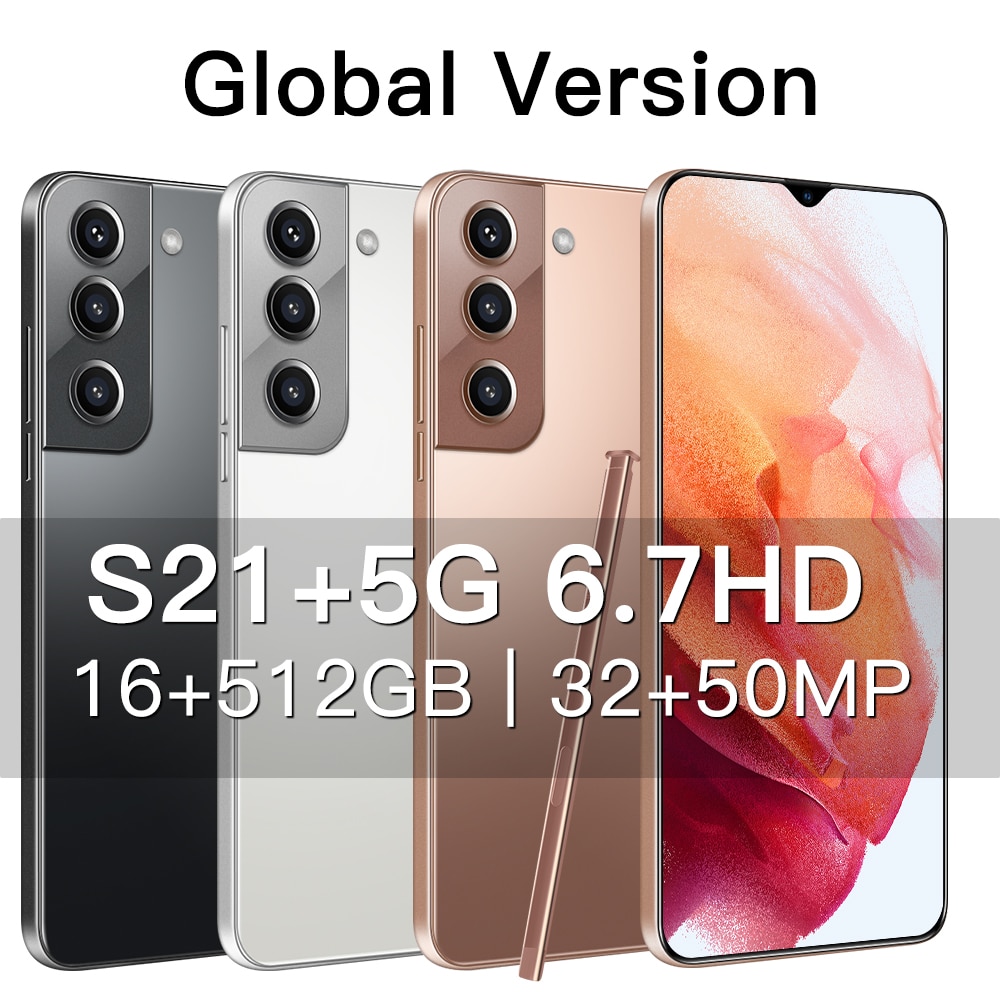 Hot Samsug S21+ 5G Android 11.0 16GB 512GB 6800mAh Global Version 6.7'' Mobile Phone Waterdrop HD Screen Cellphone Smartphone