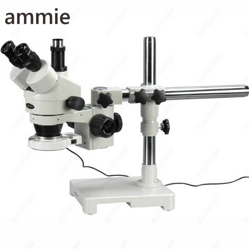 Smart phone repair -AmScope Supplies 3.5X-45X Boom Stand Trinocular Zoom Stereo Microscope + 54 LED Light