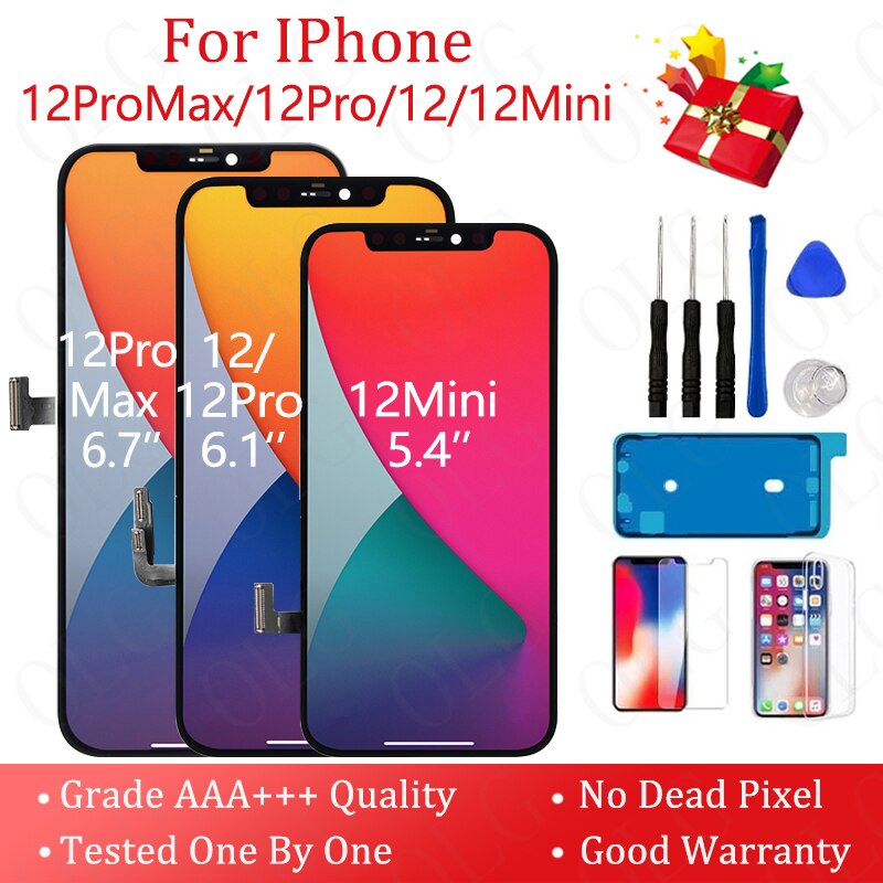 AAA+ 1 For iPhone 12 Pro Max Piece Grade Replacement Touch Digitizer Assembly OLED Screen LCD For iPhone 12 Mini Pro Max Display