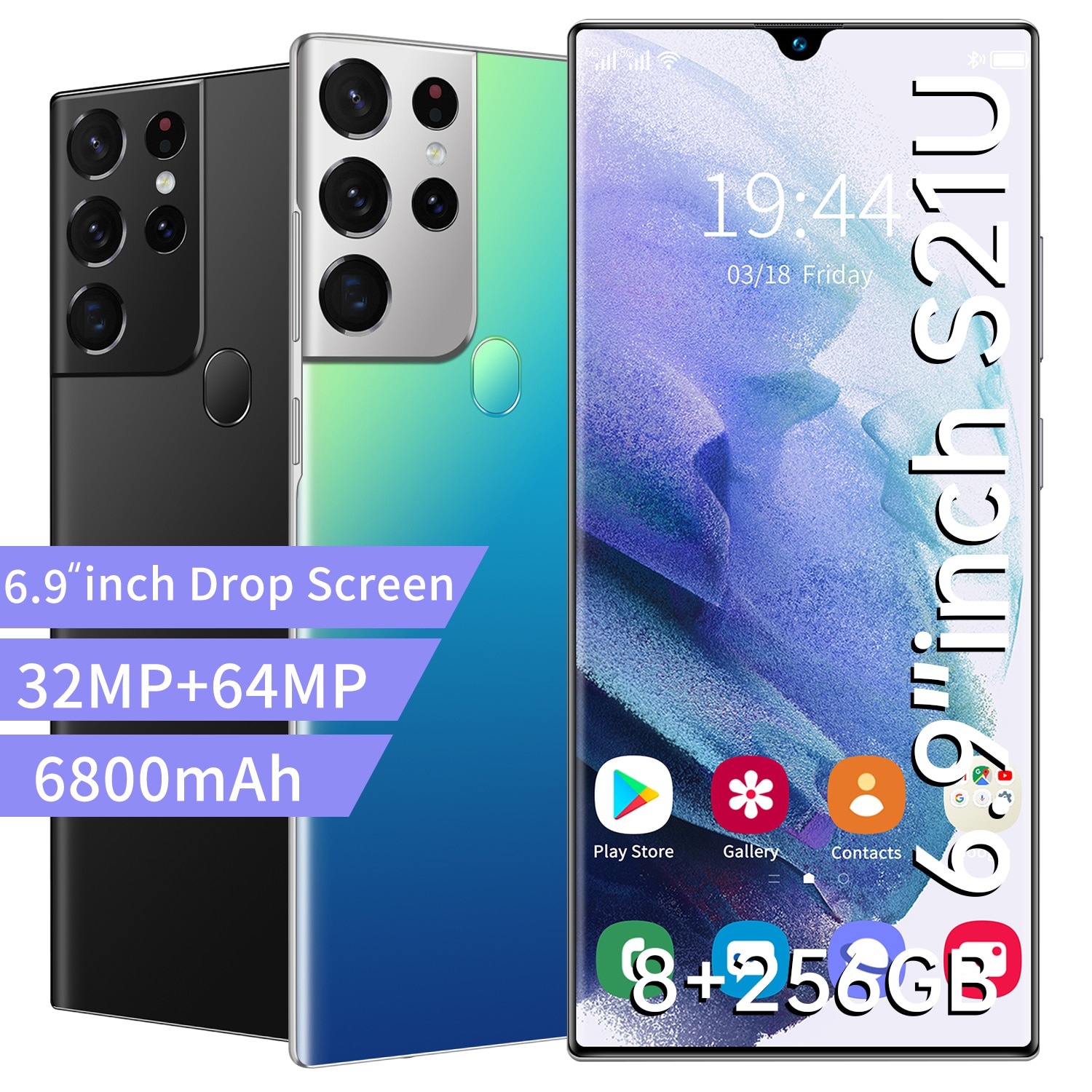 Global Version S21U 256GB/512GB 6.9 Inch Fingerprint Unlock Dual SIM Face ID Mobile Phone 2021 Andriod 11 32+64MP Smartphones