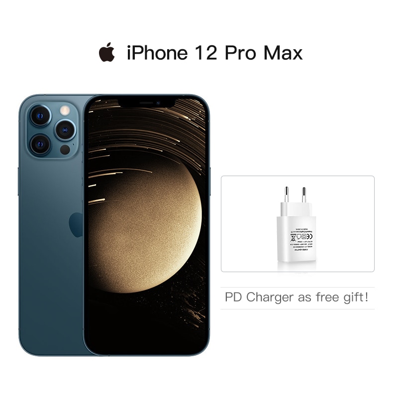 Unlocked Used iPhone 12 Pro Max 5G Smartphone 6.7" XDR Display A14 Chip 12MP Triple Rear Camera IOS 14 Waterproof Mobile Phones