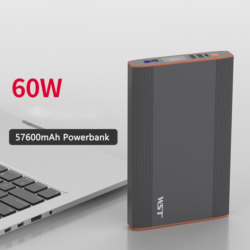 57600mAh Power Bank Outdoor Power Supply PD 60W QC18W for Notebook Laptop Powerbank For iPhone Xiaomi iPad Fast Charge Poverbank