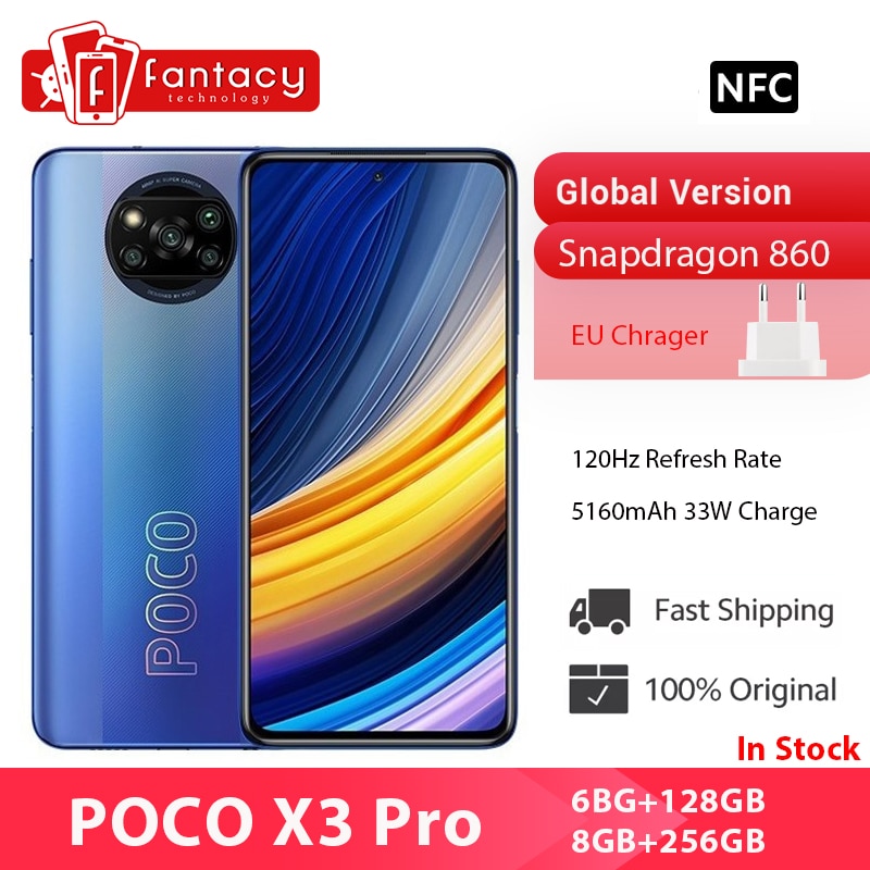 POCO X3 Pro Global Version Snapdragon 860 Smartphone 120Hz DotDisplay 5160mAh 33W NFC Quad AI Camera