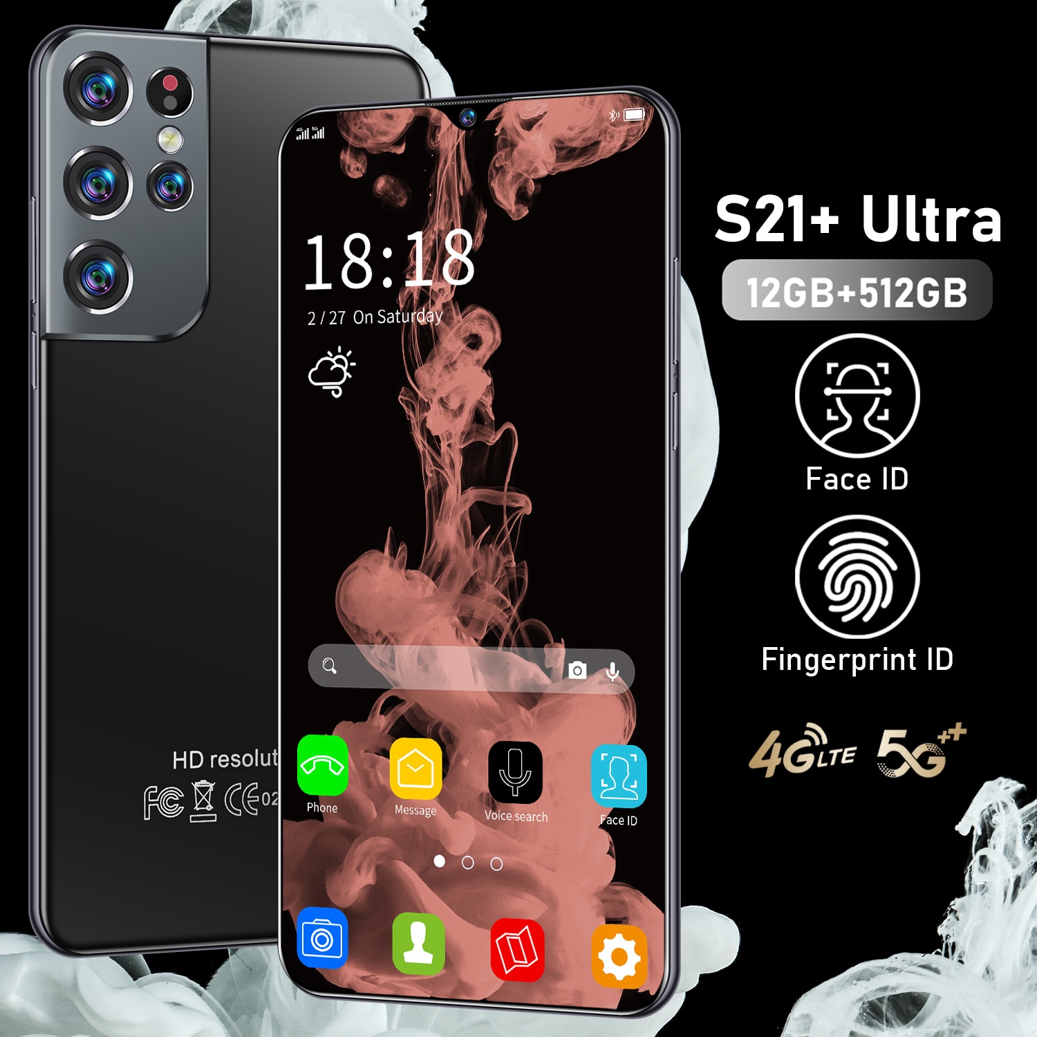 S21+ Ultra 12GB+512GB Smart Phone 2021 New 11 Core 6.7 Inch HD+ 1440*3200 5G Andriod Phone 24MP+48MP 6500mAh Celular MTK6889