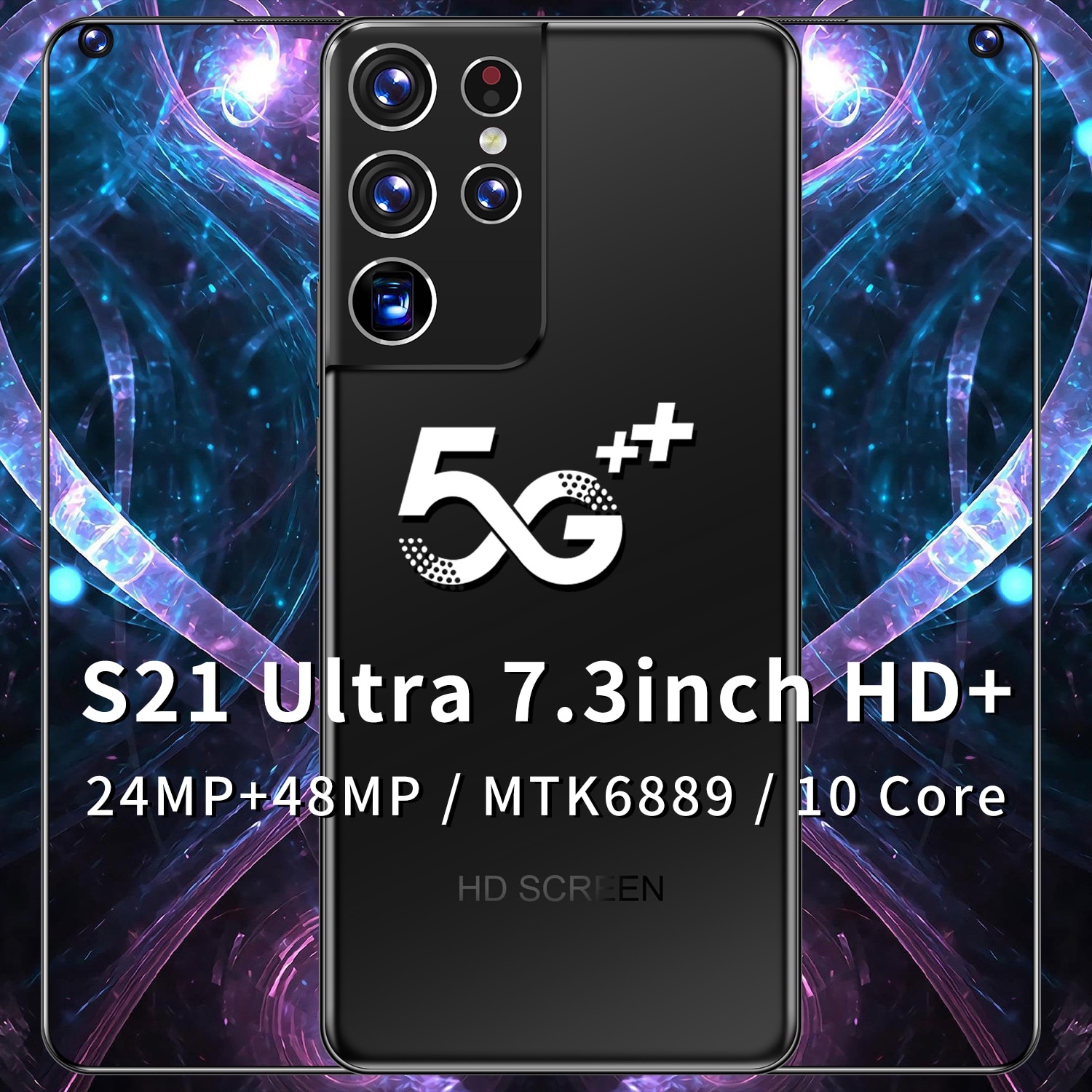 7.3 Inch Global Version S21Ultra 16GB RAM 512GB ROM 24+48MP Andriod 10 Smartphones 10 Core MTK6889 Dual SIM 4G LTE 5G Cell Phone