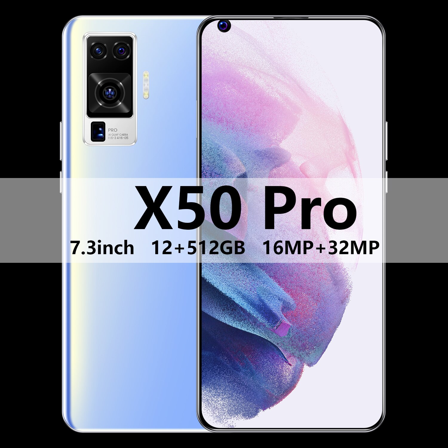 Newest Galay X50 pro 7.3 Inch 4G LTE 5G SmartPhone Hot selling Network 12GB 512GB Octa Core Cellphone 4 Camera Snapdragon 865