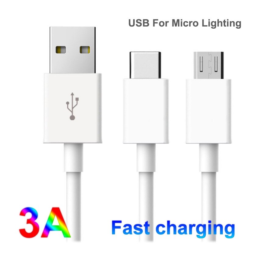 High Speed 3A USB Cable Fast Charger Micro USB Type C Charging Cables 1M for iPhone 5/6/7 for xiaomi for huawei for Samsung