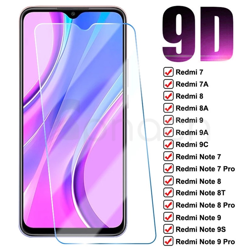 9D Protection Glass For Xiaomi Redmi 9 9A 9C 8 8A 7 7A Tempered Screen Protector Redmi Note 7 8 8T 9S 9 Pro Safety Glass Film