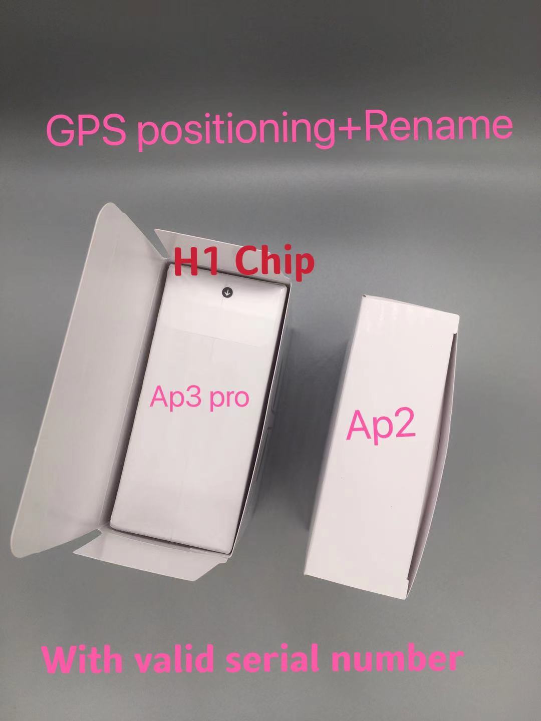 Air pro H1 chip Renamed headset AP2 Ap3 Generation pro Wireless Charging Bluetooth Earphones GPS Positioning Valid serial number