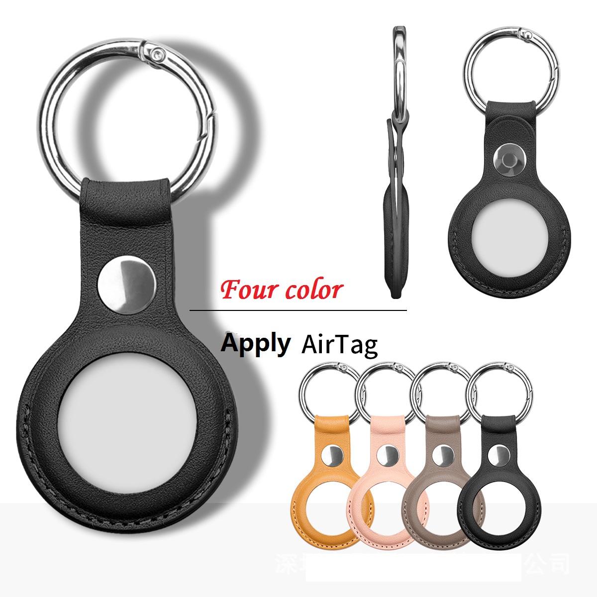 100pcs/lot Airtags Protective Case Keychains Anti Lost Real Leather Cases Protect Skin Cover Sleeve Bluetooth Tracker Keychain