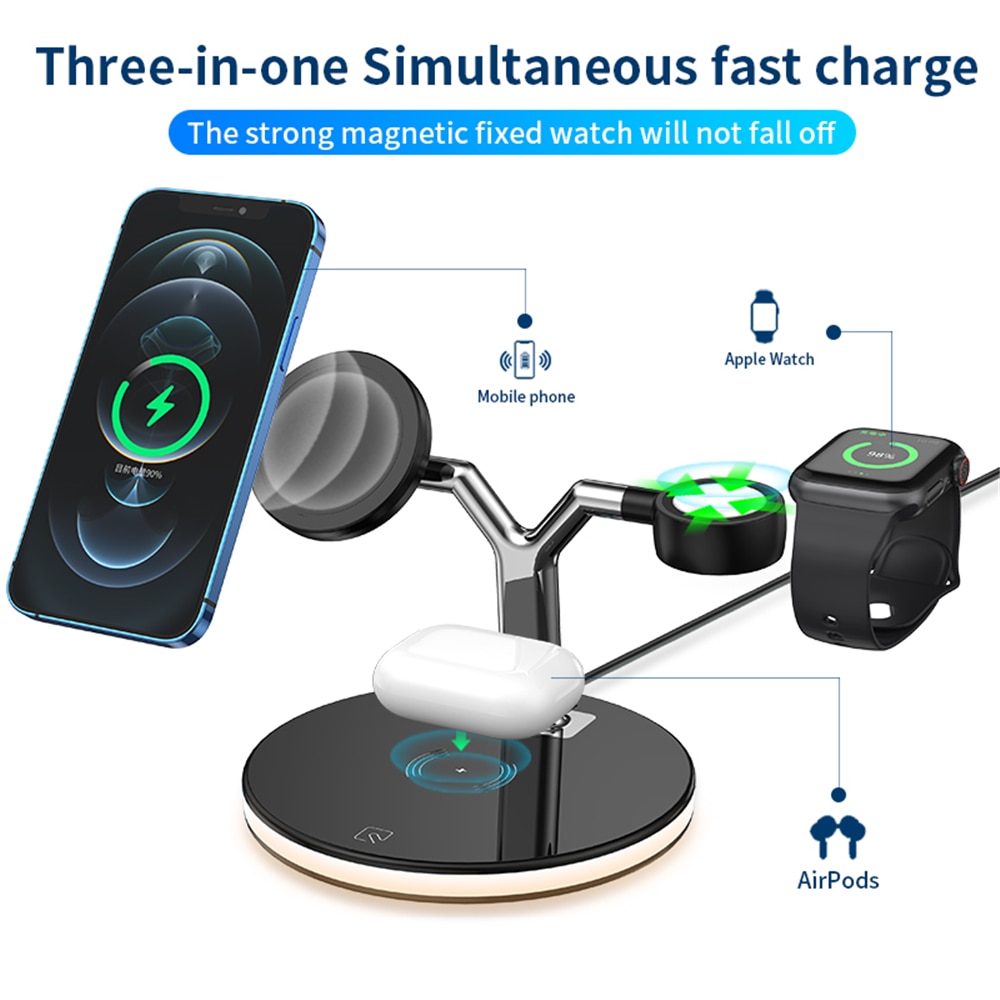 3 in 1 Magnetic Wireless Charger 15W Fast Charging Station for Mags afe for iPhone 12 pro Max for Apple Watch Airpods pro