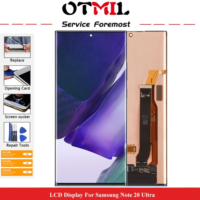 OTMIL 6.9" AMOLED For Samsung Note 20 Ultra LCD Display For Galaxy Note20 Ultra SM-N985F SM-N985F/DS 5G Touch Screen Digitizer