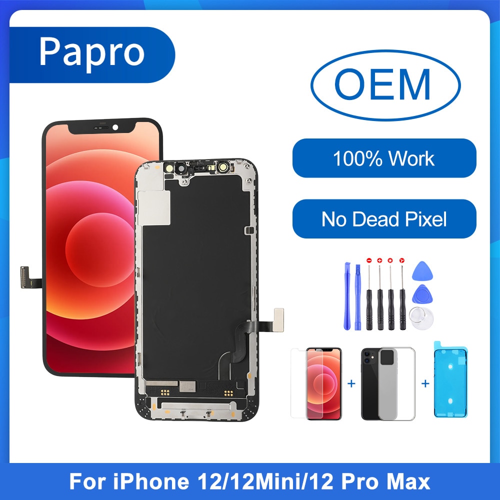 100% OEM For iPhone 12/12Pro/12mini/12Pro max With 3D Touch Digitizer Assembly No Dead Pixel LCD Screen Replacement Display Gift