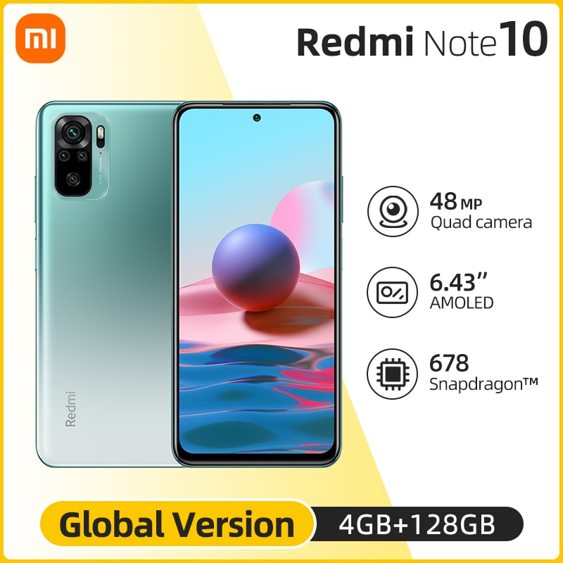 Global Version Xiaomi Redmi Note 10 4GB 128GB telephone Snapdragon 678 33W AMOLED Display 48MP Quad Camera