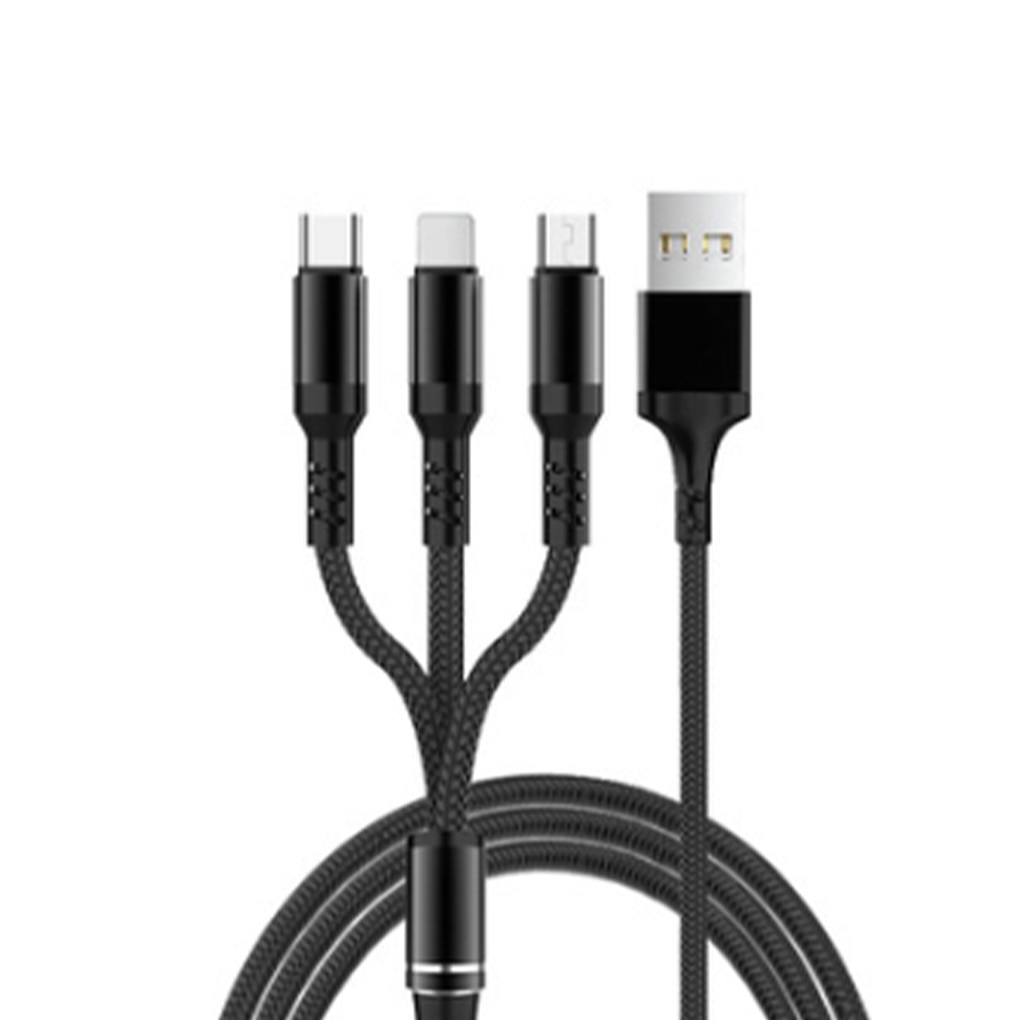 3 in 1 Charging Cable for iPhone Mobile Phone Charging Cord Type C Micro USB Phone Braided Outer Layer USB Cable 2.8A