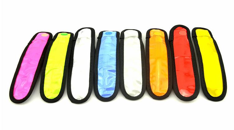 100pcs/lot Fast Free Ship LED Light Up in Christmas Slap Bracelet Auto Slap Halloween Party Armband Large Arm Belt