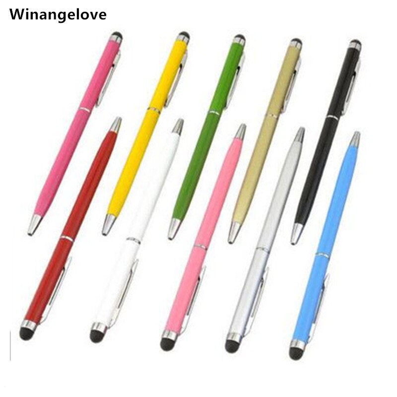 Winangelove 1000pcs 2 in 1 metal Capacitive mini Touch Pen with ball pen For iphone cell phone accessories DHL free shipping