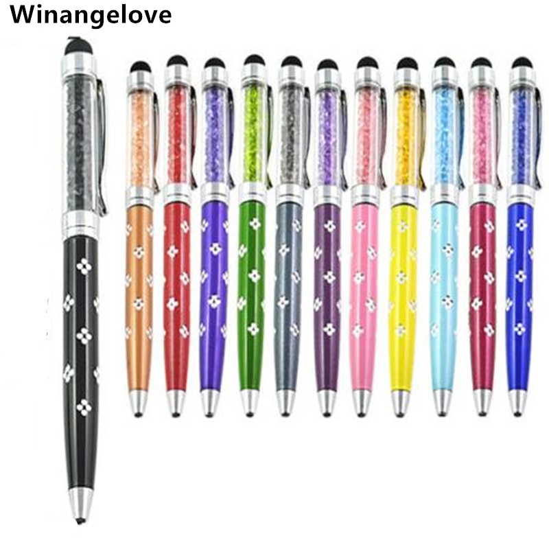 Winangelove 500pcs Universal Diamond 2 in 1 diamond Crystal Touch Stylus Pen For iphone for samsung Tablet PC