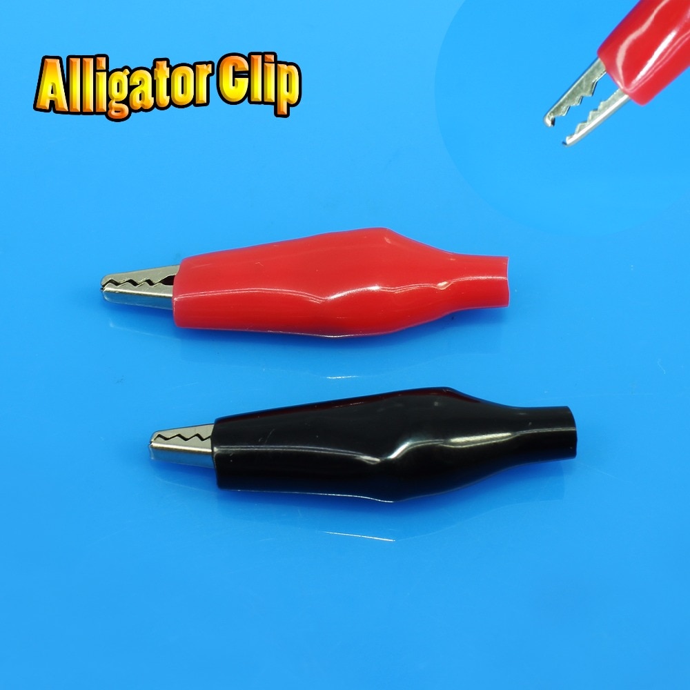 JCD 1 pcs Metal Alligator or Testing Probe Meter Black and Red with Plastic Boot