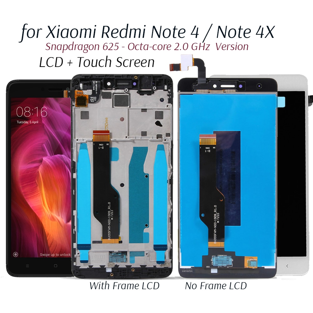 Display For Xiaomi Redmi Note 4 LCD Display Touch Screen Replacement for Redmi Note 4X Snapdragon 625 Octa Core Display 5.5''